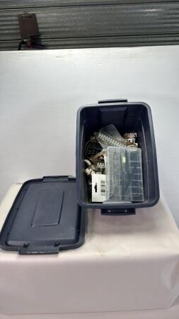 Plastic Tote with Lid with Qty of Terminal Blocks