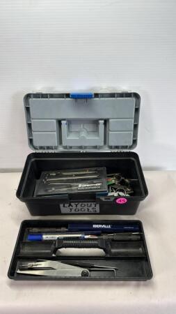 Plastic Tool Box with Qty of Layout Tools