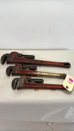 (3) Steel Ridgid Pipe Wrenches
