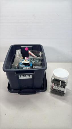 Plastic Tote with Lid & Qty of Screws & Tapcons