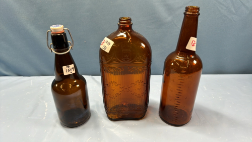 3 Amber Bottles