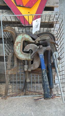 LOT OF HD C-CLAMPS AND HAMMERS