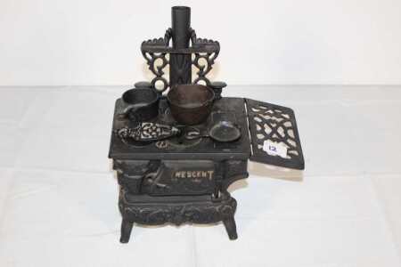 Miniature Cast Iron Cook Stove With Accessories