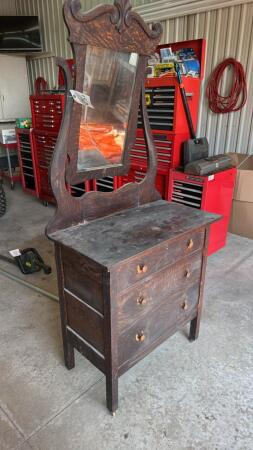 Fumed Oak Dresser with Swivel Mirror