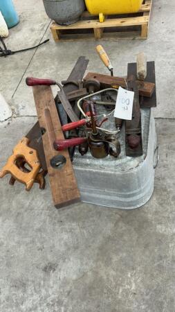 Galv. Wash Tub and Hand Tools