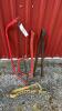 Axe, 2 saws, pruner, safety belt