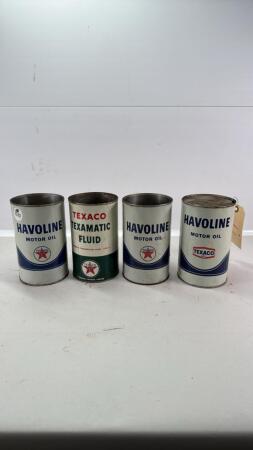 (4) Texaco Metal Oil 1 Imperial Quart Tins