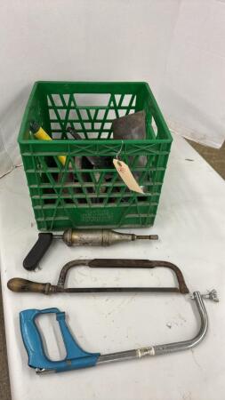 Milk Crate & Quantity of Hand Tools