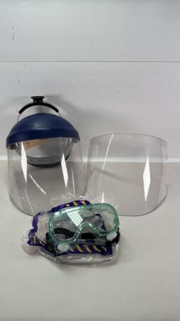 Face Shield, Spare Shield, and Face Goggles