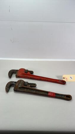 Two 18in Steel Pipe Wrenches