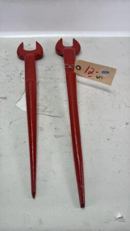 Two Iron Worker Open Ended Spud Wrenches