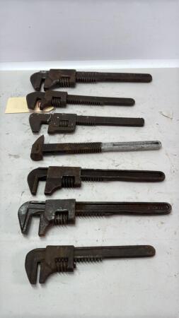 7 Small Vintage Steel Pipe Wrenches