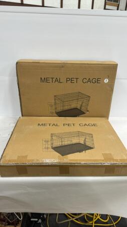 (2) 24IN METAL PET CAGES - NOT ASSEMBLED