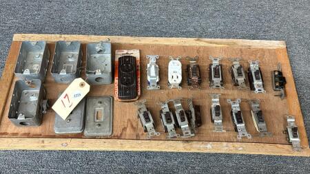 QUANTITY OF ELECTRICAL SWITCHES, BOXES ETC