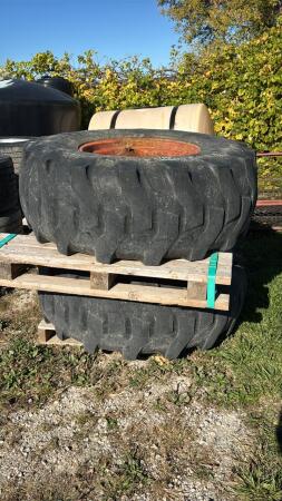 PAIR OF 18.4-24 TIRES ON 8-BOLT RIMS