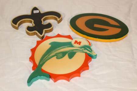 3 NFL Wall Plaques, Approx. 9" Wide