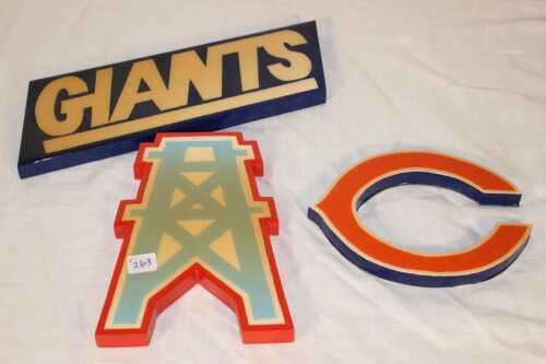 3 NFL Wall Plaques, Approx. 9" Wide