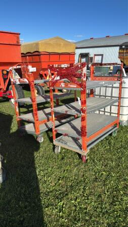 PAIR OF STEEL ROLLING SHELF CARTS