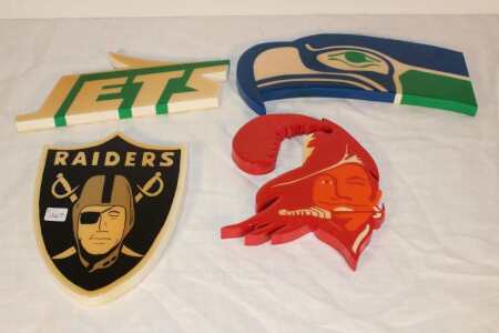 4 NFL Wall Plaques, Approx. 9" Wide