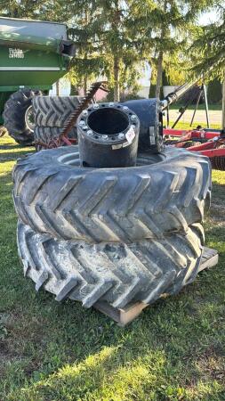 PAIR OF 420/90R30 TIRES AND RIMS WITH SPACERS