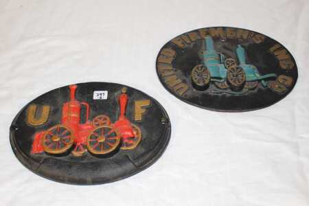 2 Repro Cast Iron Wall Plaques