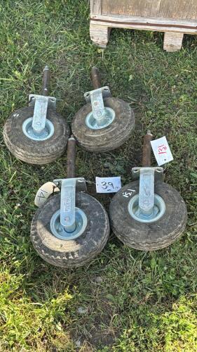 SET OF 4 - 4.10 3.50-4 TIRES & RIMS