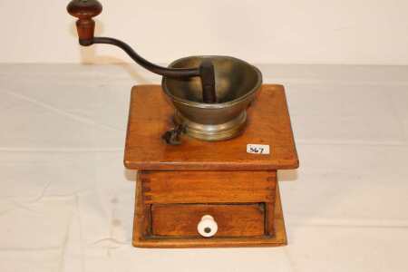 Vintage Wooden Coffee Grinder, Approx. 9" Tall