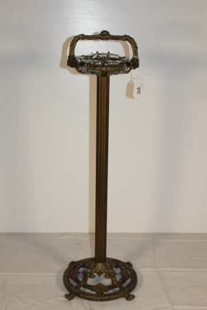 Ornate Metal Ashtray Stand, 25" Tall