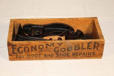 Cobbler set in Stenciled Box, Box is 13" Long