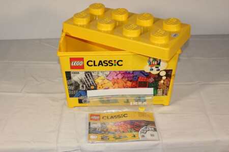 Lego box with Unrelated Snap Together Toys