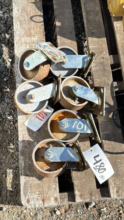 (6) 5IN STEEL WHEELED SWIVEL CASTERS