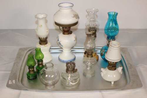 9 Assorted Miniature Oil Lamps