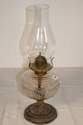 Oil Lamp On Metal Base