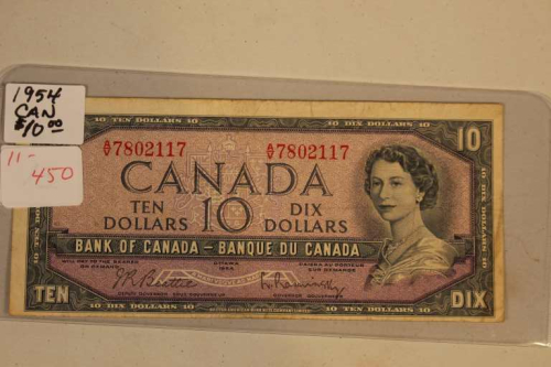 1954 Canada $10.00 Bill