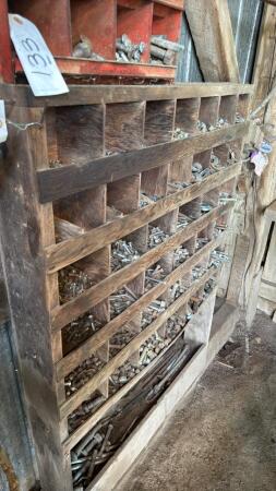 Large Wooden Bin of Hardware
