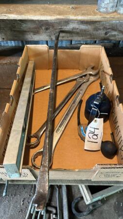 3 Wrenches, Level, Oil Can, Antifreeze Tester, Tire Iron