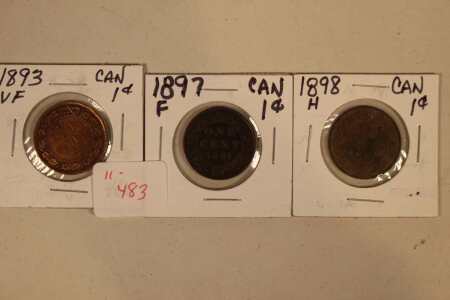 1883, 1897 & 1898H Can. Large Pennies