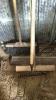 Lot of brooms, 2 aluminum shovels, 3 rakes and pitchfork - 4