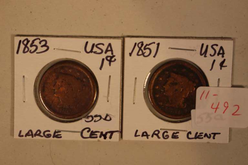 USA One Cent Coins 1851, 1853