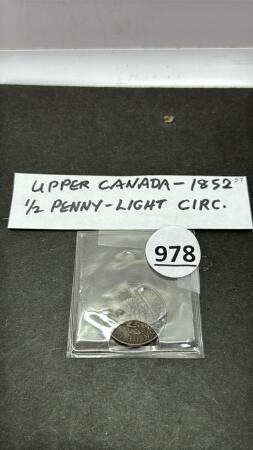 UPPER CANADA 1852 HAL PENNY LIGHT CIRC