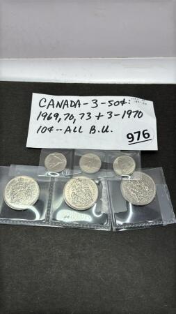 CANADA 3 FIFTY CENT 1969,70,73+3-1970 TEN CENT