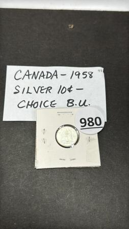 CANADA 1958 SILVER TEN CENT