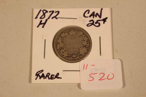 Rare 1872H Canadian Quarter