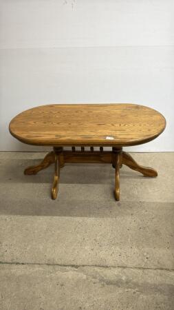 OAK TRESSEL BASE COFFEE TABLE