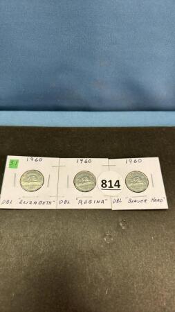 CANADIAN (3) 1960 ERROR NICKELS