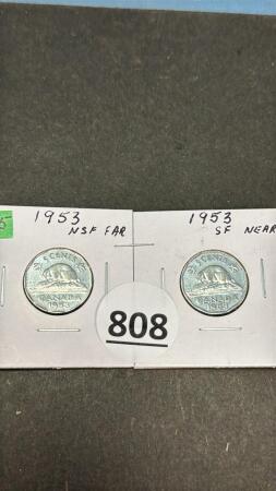 CANADIAN 1953 NSF FAR & 1953 NS FAR NICKELS