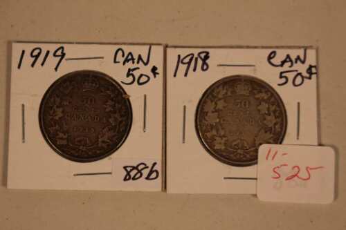 2 Canadian 50 Cent Pieces (1918, 19)