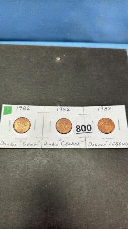 CANADIAN (3) 1982 ERROR PENNIES