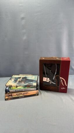 OCTOPUS CORCKSCREW SET & 4 BOURNE DVD'S