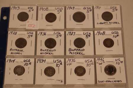 12 USA Nickels & Dimes